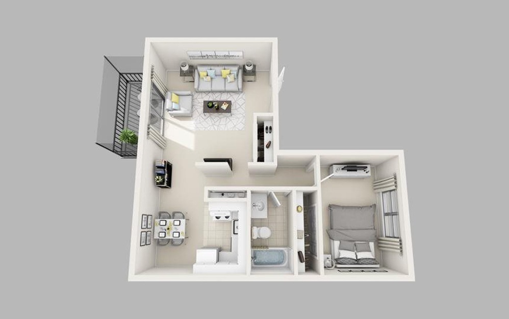 The Shenandoah - Renovated - 1 bedroom floorplan layout with 1 bath and 748 square feet. The Shenandoah - Renovated - 1 bedroom floorplan layout with 1 bath and 748 square feet.